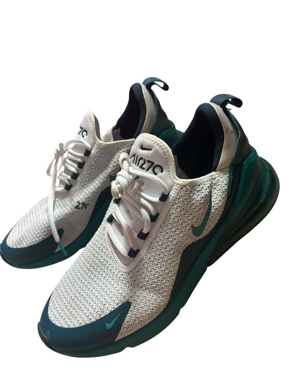 Nike Men’s White and Teal Air Max 270  Sneakers